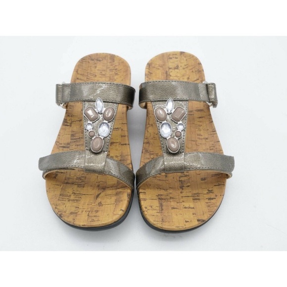 Vionic Viviana sandal pewter gray metallic embellished comfort Orthaheel size 5M - Picture 2 of 8